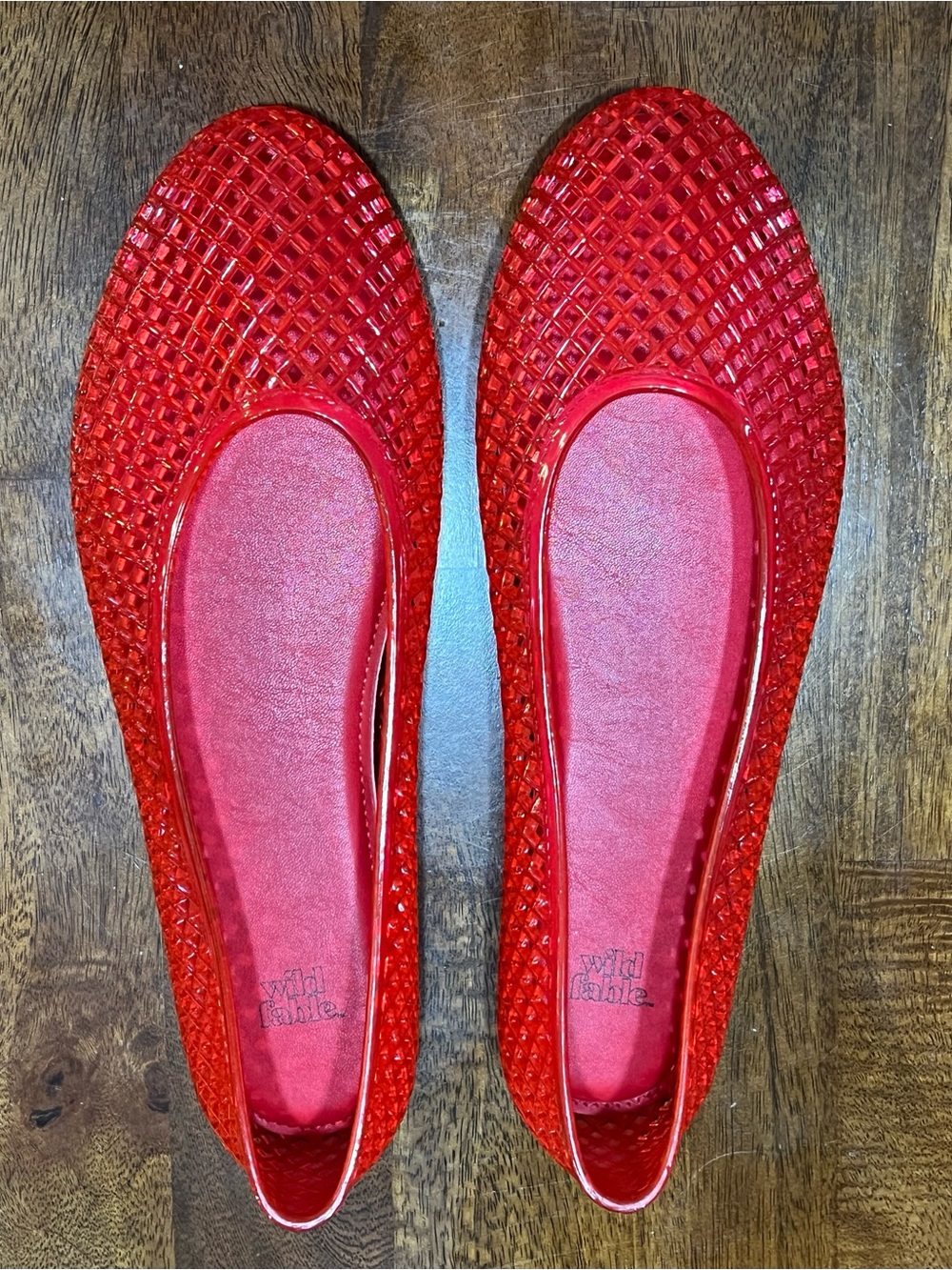 Wild Fable Red Womens Jelly Ballet Flats - Comfortable Slip-On - Size 9